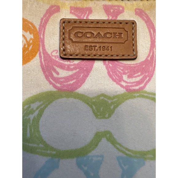 Coach pastel Cosmetic Makeup Bag Travel Multicolor Signature Logo - Picture 2 of 6